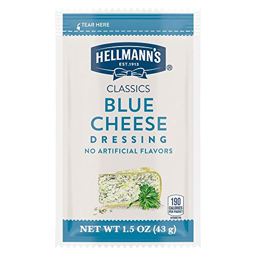 Hellmann's Classics Blue Cheese Salad Dressing Portion Control Sachets Gluten Free, No Artificial Flavors or High Fructose Corn Syrup, Colors from Natural Sources, 1.5 oz, Pack of 102
