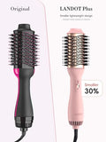 LANDOT Hot Hair Blow Dryer Brush: Upgraded Plus 2.0 Hot Air Brush - One-Step HairDryer Styler and Volumizer 4 in 1 for Drying Straightening Curling Volumizing Hair - Fight Frizz and Add Volume