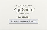 Neutrogena Age Shield Anti-Oxidant Face Lotion Sunscreen with Broad Spectrum SPF 70, Oil-Free & Non-Comedogenic Moisturizing Sunscreen to Prevent Signs of Aging, 3 fl. oz (Pack of 2)