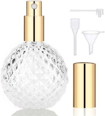 Segbeauty Vintage Atomizer Sprayer for Perfume, 3.4oz 100ml Clear Glass Spray Bottle Perfume Atomizer, Empty Refillable Perfume Making Kit Toiletries Contanier Bottle with Funnel, Dropper, Pump head