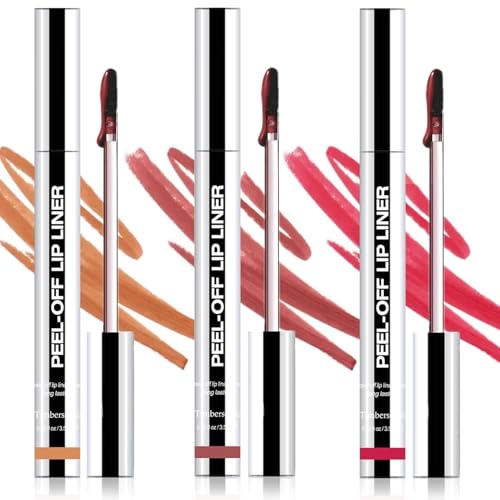Timbersonic Peel off Lip Liner, Timbersonic Peel off Lip Stain, 8 Colors Lip Stain Peel off Tint Tattoo Color Waterproof Long-Lasting, No Smudging, Non-Stick Cup (#01+03+06)