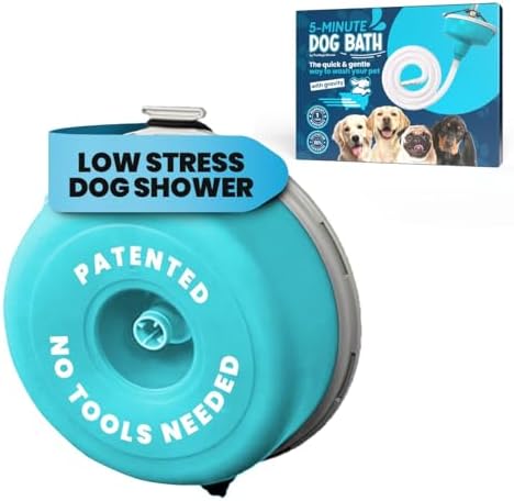5-MinutePetBath Low Stress Dog Shower Attachment for Shower Head, Portable Pet Wash Station, Dog Washing Kit, Pet Shower Attachment, Epsom Salt Dog Spa, Shower Hose Attachment, Dog Wash - Green