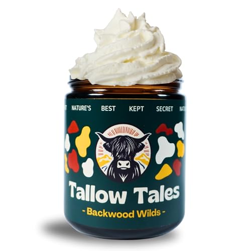 Handmade Grass-Fed & Finished Organic Tallow Cream | Face & Body Moisturizer | Backwood Wilds (Pine, Fir Needle, Frankincense & Rosemary Essential Oils) | For Sensitive, Dry & Irritated Skin (4 Fl Oz)(B1)