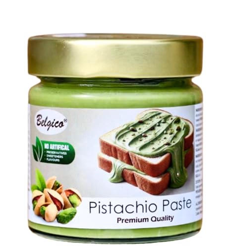 Belgico Pistachio Paste - Ideal Pistachio Cream for Dubai Chocolate - Luxurious Pistachio Butter - Best Pistachio Cream for Baking & Cooking - Perfect Pistachio Spread - Creamy Nut Butter Delight -7 oz jar (200g)