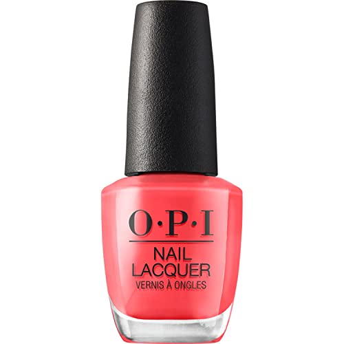 OPI Nail Lacquer Nail Polish | Opaque Bright Red Shimmer Chip Resistant Nail Polish | Vegan, Fast Drying, Streak Free