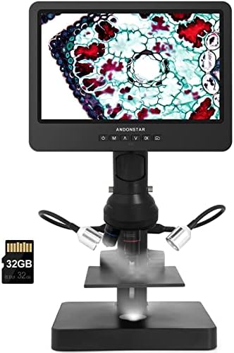 Andonstar AD249SP UHD 2160P HDMI Digital Microscope 4000X, 3 Lens 10.1 inch LCD for Biological Microscope Kit, PCB Soldering Microscope for Phone Watch Repairing, 32G SD Card