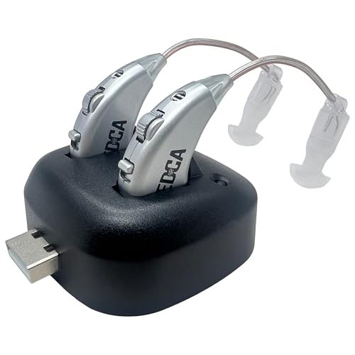 Digital Hearing Amplifiers - Rechargeable BTE Personal Sound Amplifier Pair with USB Dock - Premium Behind The Ear Sound Amplification - by MEDca