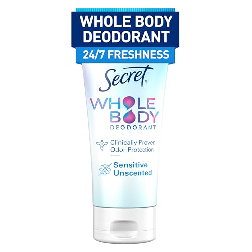Secret Whole Body Deodorant Cream for Women, Unscented, Aluminum Free Deodorant Cream, 72 HR Odor Protection, 3.0 oz