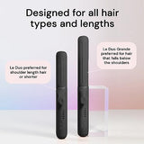 L'ANGE HAIR Le Duo Grande 360° Airflow Styler | 2-in-1 Curling Wand & Titanium Flat Iron Hair Straightener | Professional Hair Curler with Cooling Air Vents to Lock in Style | Adjustable Temp (Black)