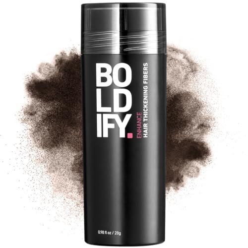 BOLDIFY Hair Fibers (28g) - Fill In Thinning and Fine Hair for an Instantly Fuller, Thicker Look - 14 Shades for Women & Men - Dark Brown