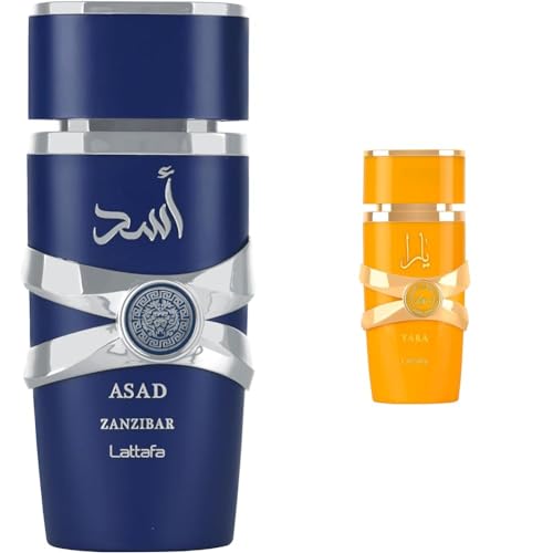 Lattafa Asad Zanzibar Men's 3.4oz & Yara Tous Women's 3.40oz Perfume Bundle