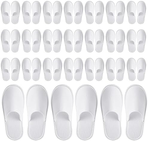 Juvale 24 Pairs Disposable House Slippers for Guests - Bulk Slipper Pack for Hotel, Spa, Travel, Shoeless Home, White Closed Toe (US Men Size 10, Women 11)