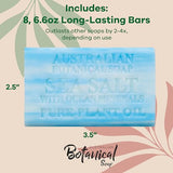 Australian Botanical Soap, Sea Salt with Ocean Minerals Pure Plant Oil Soap, 6.8 oz. 193g Bars - 8 Count