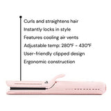 L'ANGE HAIR Le Duo 360° Airflow Styler | 2-in-1 Curling Wand & Titanium Flat Iron Hair Straightener Professional Curler with Cooling Air Vents to Lock in Style Dual Voltage Adjustable Temp