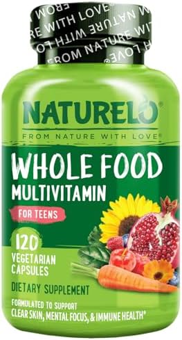 NATURELO Whole Food Multivitamin for Teens - with Vitamins & Minerals for Teenage Boys & Girls - Supplement for Active Kids - Non-GMO - Vegan & Vegetarian - 120 Capsules