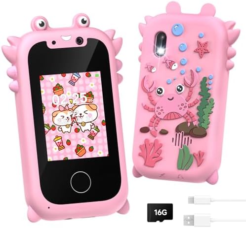 Smart Phone for Girls, Toddler Toys for 3-10, Touchscreen HD Dual Camera Kids Toys Phone with Music Player, Games, 16GB SD Card, Christmas Birthday Gifts, Pretend Play Smartphone