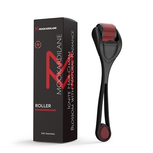 Scalp Hair Roller Black w/Red 540 Stainless Steel Derma Microneedling Roller Face Home Use