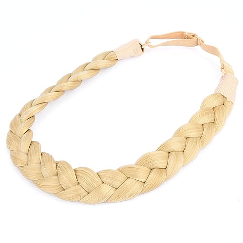 DIGUAN Synthetic Hair Braided Headband Classic Chunky Wide Plaited Braids Elastic Stretch Hairpiece Women Girl Beauty accessory, 55g aHairBeauty (#Blonde)