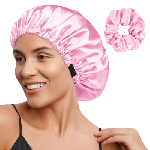 YANIBEST Double Layer Satin Bonnet Silk Bonnet Adjustable Hair Bonnet for Sleeping Hair Bonnets for Women Curly Natural Hair