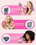 Wavytalk Professional Ionic Hair Dryer Blow Dryer with Diffuser and Concentrator for Curly Hair 1875 Watt Negative Ions Dryer with Ceramic Technology Nozzle for Fast Drying as Salon Light and Quiet