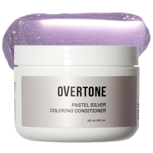 oVertone Haircare Color Depositing Conditioner - 8 oz Semi Permanent Hair Color with Shea Butter & Coconut Oil - Temporary Hair Color Dye - Vegan, Cruelty-Free - Pastel Silver