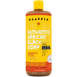 Alaffia Skin Care, Authentic African Black Soap, All in One Liquid Soap, Moisturizing Face Wash, Sensitive Skin Body Wash, Shampoo, Shaving Soap, Shea Butter, Tangerine Citrus, 32 Fl Oz