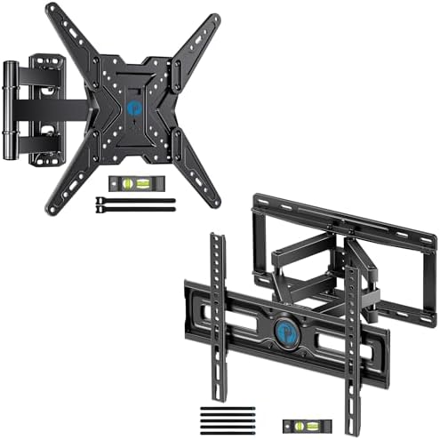 Pipishell Full Motion TV Wall Mount for Most 26-60 inch TVs & PIMF4 Full Motion Wall Mount for 26-65 inch Flat or Curved TVs up to 99 lbs with 3 Bracket Heights