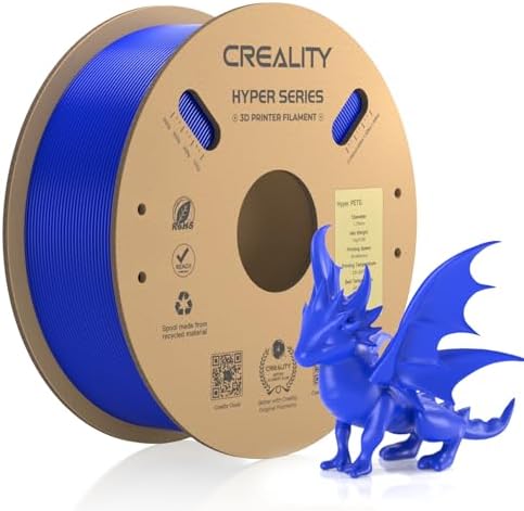 Creality PETG Filament 1.75mm, Hyper PETG Filament High Speed 30-600mm/s High Toughness Chemical Resistance 3D Printer Filament, 1KG Cardboard Spool(2.2lbs) Fit Most 3D Printers (Blue)