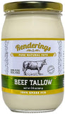 Renderings Beef Tallow, 100% Grass-Fed & Finished, Cooking, Baking and Frying, 14 oz jar (4-Pack)