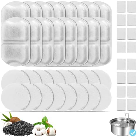 16 Set Triple Action Dog/Cat Fountain Filters - Stainless Steel, Replacement for 7L/230oz/1.8G Fountain