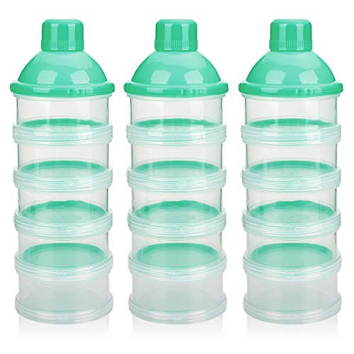 Accmor Formula Dispenser On The Go, 5 Compartments Stackable Formula Container for Travel, Baby Milk Powder Kids Snack Container, BPA Free