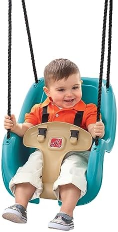 Step2 Infant to Toddler Swing, Baby Outdoor Swing, Backyard Bucket Style Swing Seat, Secure Harness, Outside Weather-Resistant Rope, Attach to Playset, For Toddlers 9 Months -3 Years Old