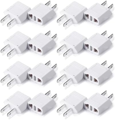 Bates- European to US Plug Adapter, 20 Pack, EU to US Plug Adapter, Europe to US Plug Adapter, Plug Adapter Europe to USA, European to American Plug Adapter, UK to US Plug Adapter