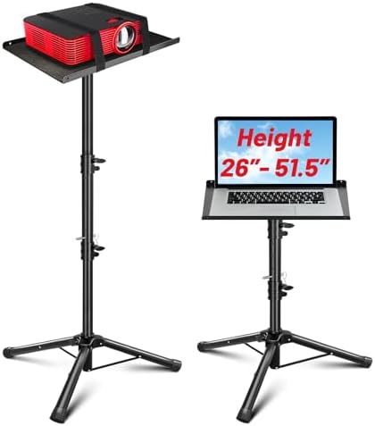 CAHAYA Projector Tripod Stand Adjustable: Height 26 to 51.5in Projector Laptop Stand Portable Multifunctional DJ Rack Stand for Outdoor Movies Computer Book DJ Equipment CY0331