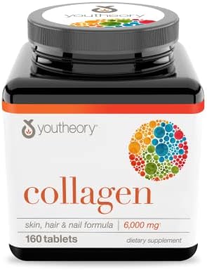 Youtheory Advanced Collagen - 6,000 mg Collagen - with Vitamin C - for Hair, Skin & Nails* - Collagen Supplements for Women and Men - 160 Tablets