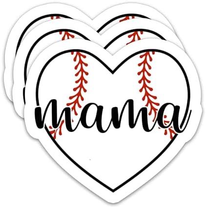 (3Pcs) Baseball Mama Sticker Baseball Mom Sticker Baseball Mom Accessories Baseball Stickers Baseball Decal, Waterproof Vinyl Decal for Books Laptops Phones Tumblers Water Bottles, 3 x 2.8 Inch
