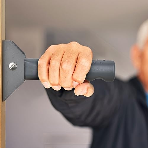 Flip up Grab Bars for Elderly for Wall, 6 inch Folding Doorway Assist Handle, Handicap Grab Bars for Doorframe, Stairs Steps, Mobility Aids for Elderly, Seniors and Alzheimer (Gray)