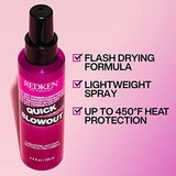 Redken Quick Blowout Heat Protection Spray | Blow Dry Primer Reduces Styling Time | Smooths & Adds Shine | Lightweight Blowdry Spray | For All Hair Types | 4.2 fl. oz.