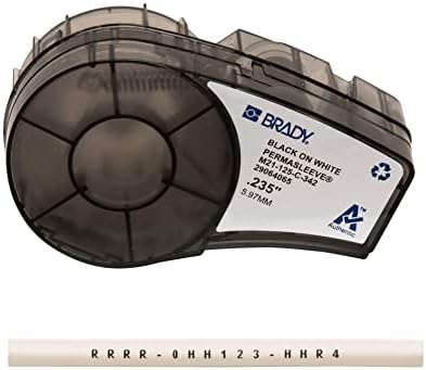 Brady Authentic (M21-125-C-342) PermaSleeve Heat Shrink Tubing for Control and Electrical Panels, Wire Harness, Black on White-For M210, M210-LAB, M211, BMP21-PLUS and BMP21-LAB Printers, .235"W 7' L
