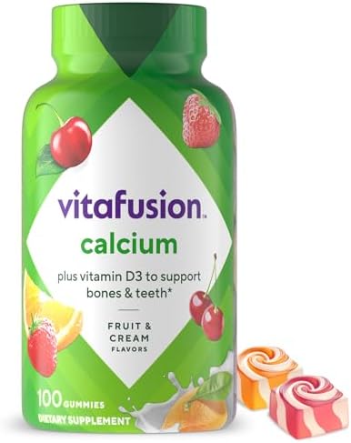 vitafusion Chewable Calcium Gummy Vitamins for Bone and Teeth Support, Fruit and Cream Flavored, America’s Number 1 Gummy Vitamin Brand, 50 Day Supply, 100 Count