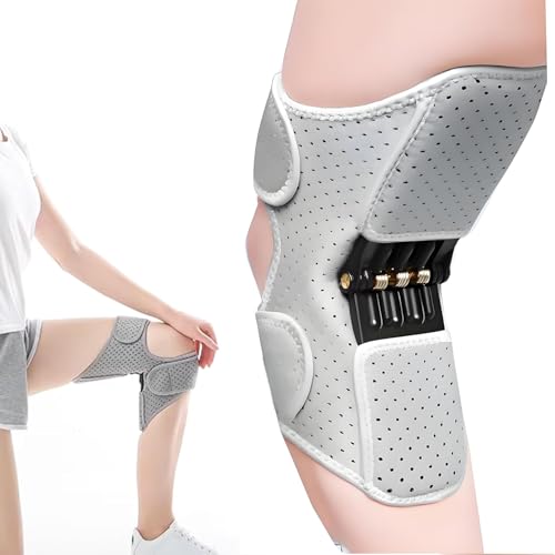 Knee support-SpringPowered Knee Booster Brace, Assistive Device for Stair Climbing, Squatting Assistance, Stabilizer for Elderly Men and Women, Grey Gift
