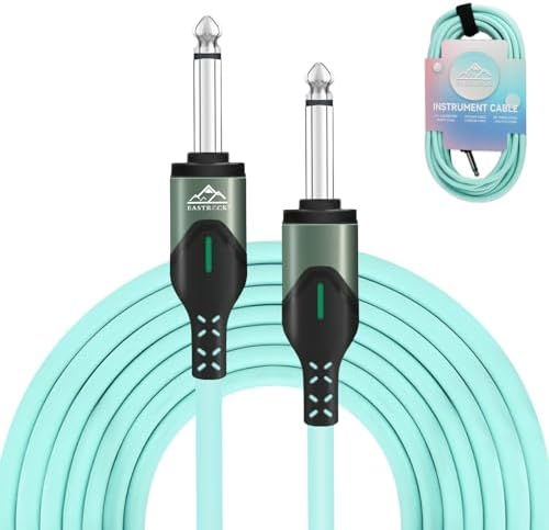 EASTROCK Guitar Cable 20ft, Guitar AMP Cable, 1/4 Inch TRS Straight to Straight, Amp Cord for Electric Guitar, Bass Guitar, Pro Audio(20 Foot Mint)