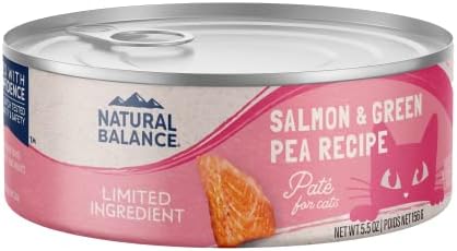 Natural Balance Limited Ingredient Adult Grain-Free Wet Canned Cat Food, Salmon & Green Pea Recipe, 5.5 Ounce (Pack of 24)