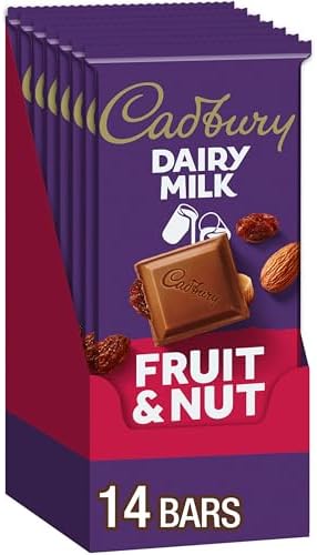 CADBURY DAIRY MILK Fruit & Nut Milk Chocolate Candy Bars, 3.5 oz (14 Count)