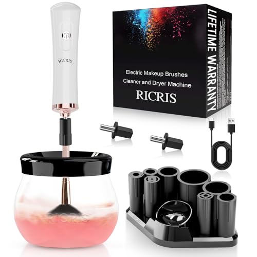 Electric Makeup Brush Cleaner Machine - Ultra Fast USB Make Up Brush Washer and Dryer - Automatic Cosmetic Brush Cleanser Tool Clean and Dry in Seconds for Beauty Women, Girls (White)