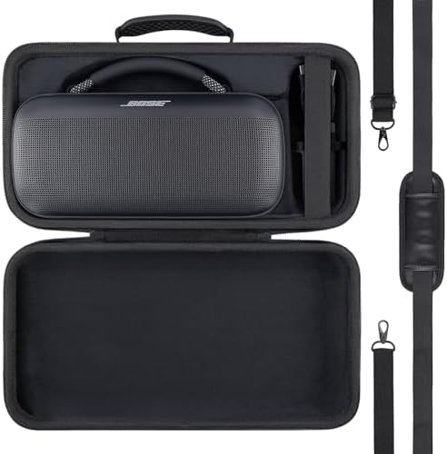 for Bose SoundLink Max Portable Speaker Hard Protective Case, Portable Travel Case with Shoulder Strap and Handle (Black Case) - co2CREA