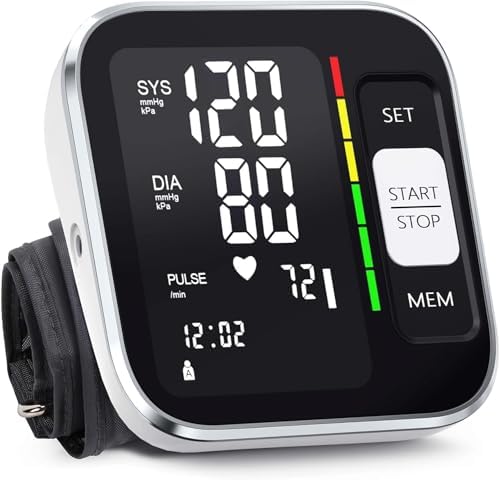 Blood Pressure Monitor Upper Arm Digital Machine for Home Use with Voice Backlit Display 2 x 120 Reading 8.7"-15.7" Blood Pressure Cuff with Storage Bag