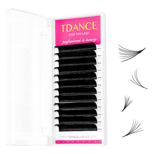 TDANCE Eyelash Extension Supplies Rapid Blooming Volume Eyelash Extensions Thickness 0.05 D Curl 9mm Easy Fan Volume Lashes Self Fanning Individual Eyelashes Extension (D-0.05,9mm)