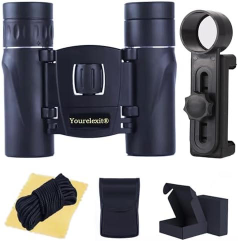 Binoculars with Phone Adapter for Adults, Compact Pocket Travel Binocular for Bird Watching Concert Theater Opera High Powered Electronics Cruise Ship Essentials Norwegian Alaska Hiking Camping Gear