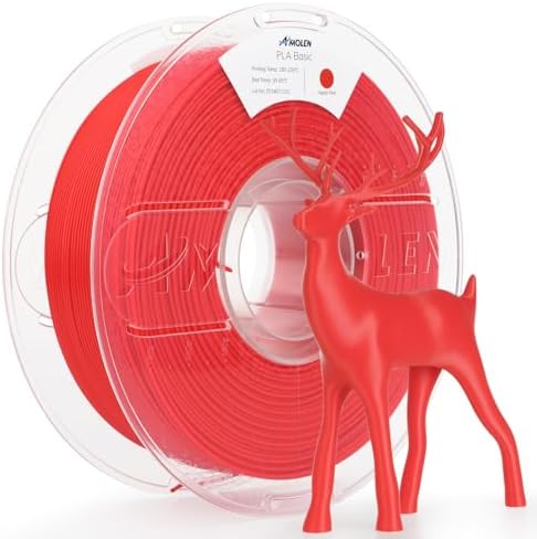 AMOLEN 3D Printer Filament PLA, True High Speed 600mm/s 1.75mm PLA Filament Apple Red PLA, 1KG/2.2lb, Dimensional Accuracy +/- 0.02 mm, Smooth & Non-Tangle, Fits for Most FDM 3D Printer